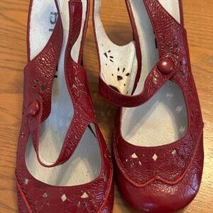 BIVIEL Red Leather Sling Back Pump